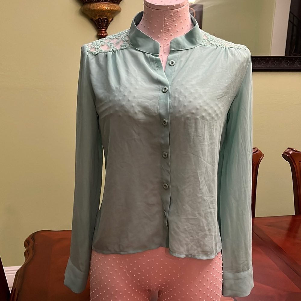 Mint top with lace